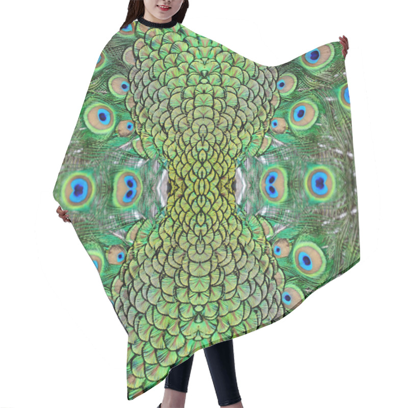 Personality  Male Green Peacock Feathers Hair Cutting Cape