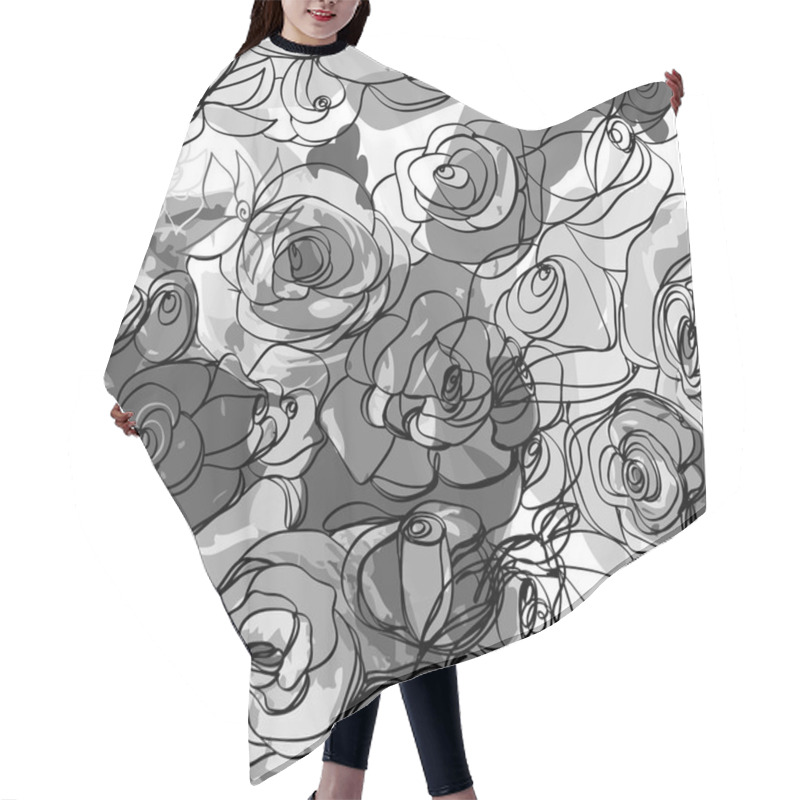 Personality  Seamless Monochrome Floral Background Hair Cutting Cape