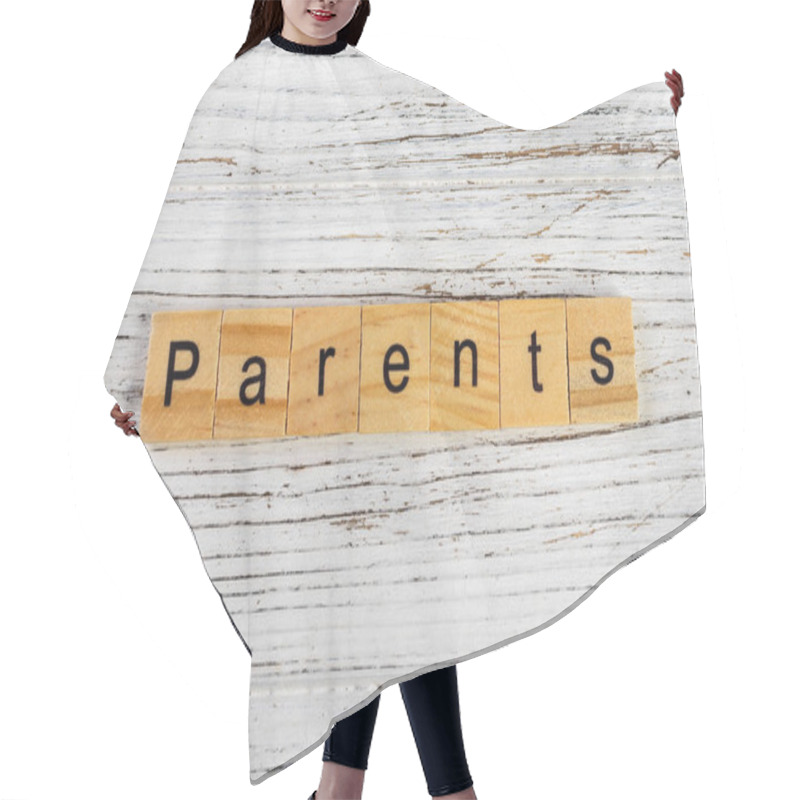 Personality  Parents Word Made With Wooden Blocks Concept Hair Cutting Cape