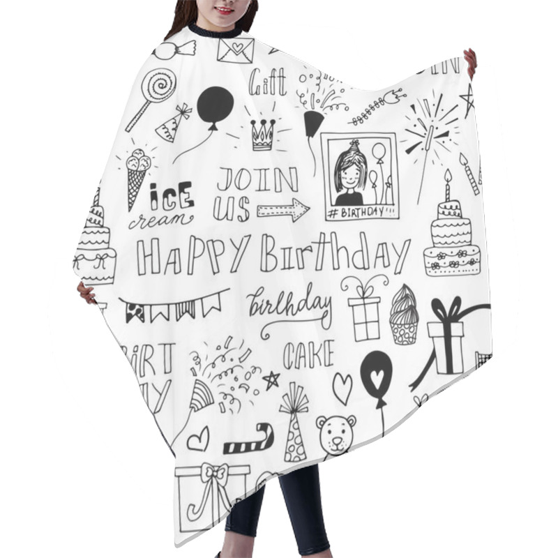 Personality  Set Of Cartoon Birthday Elements Hair Cutting Cape