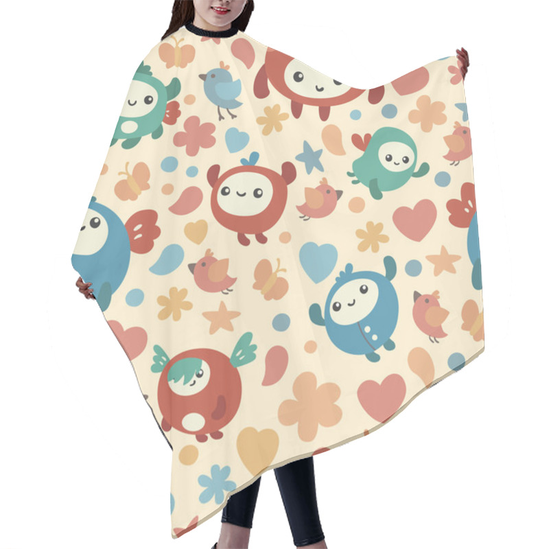 Personality  Seamless Monsters Pattern Hair Cutting Cape