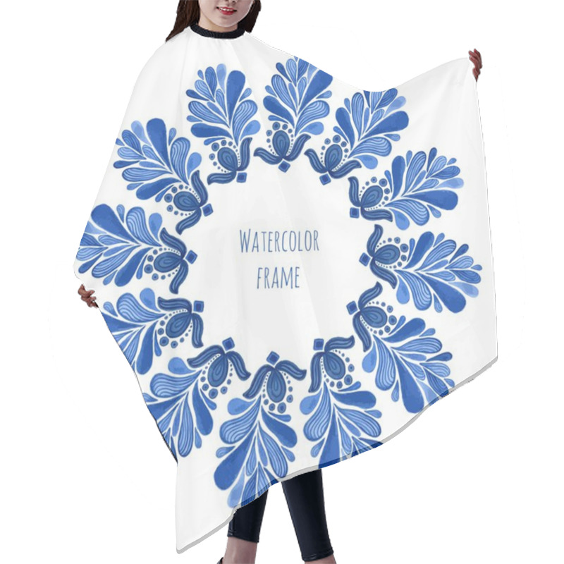 Personality  Blue Traditional Floral Round Frame Hair Cutting Cape