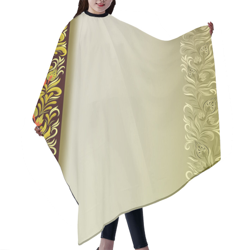 Personality  Abstract Background With Golden Floral Ornament On Black Hair Cutting Cape