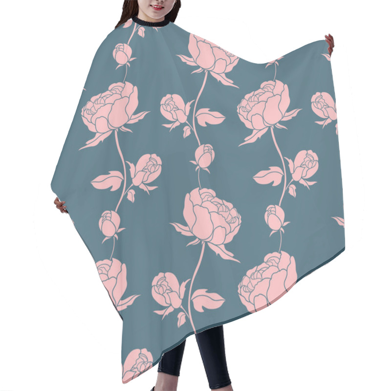 Personality  Seamless Floral Pattern With Peonies Hair Cutting Cape