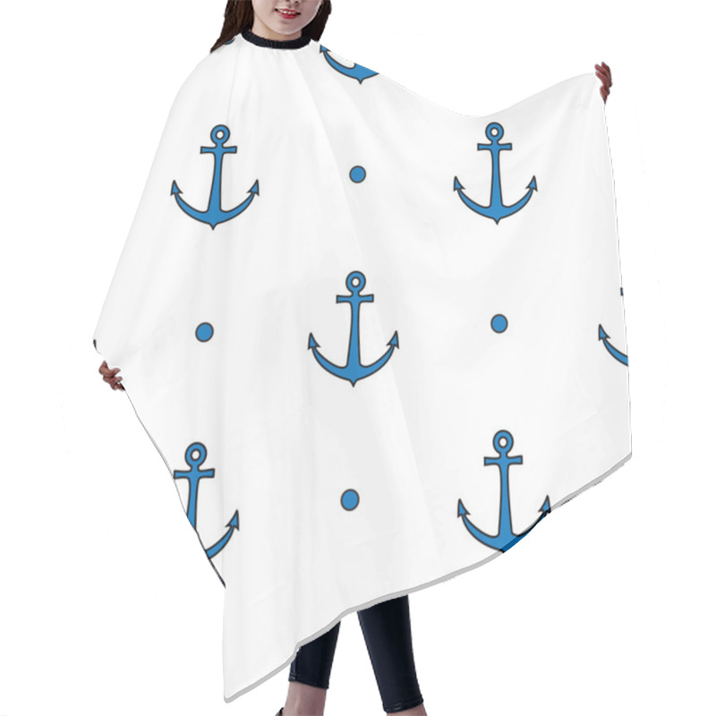 Personality  Seamless Vector Pattern With Anchors And Dots Hair Cutting Cape