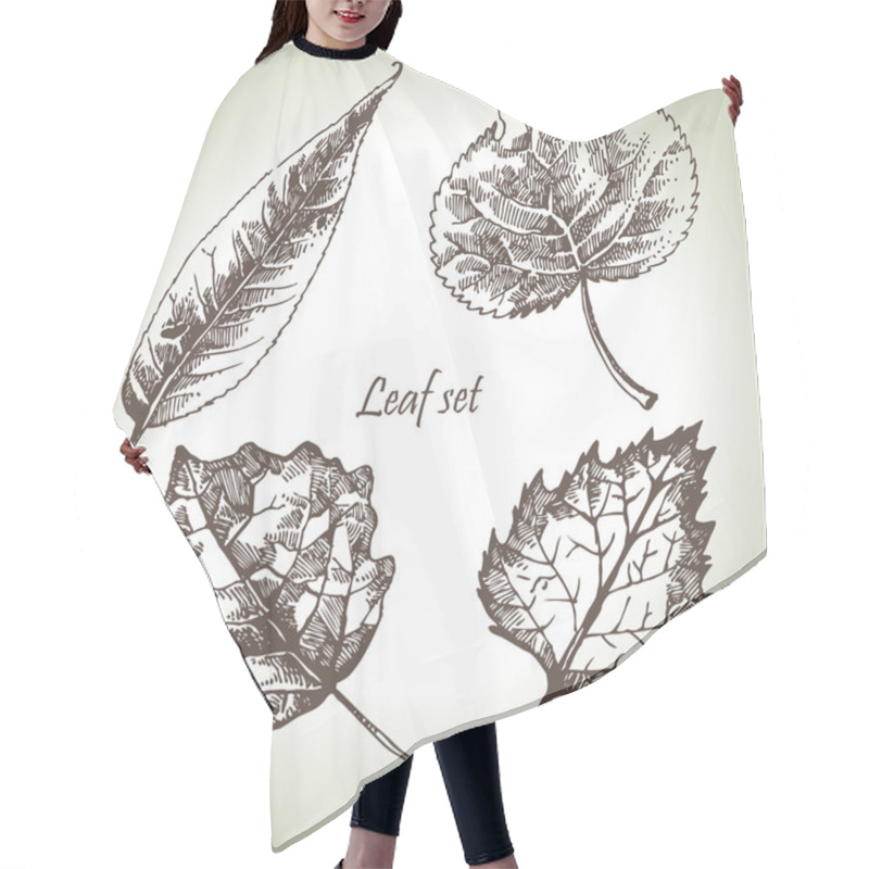 Personality  Hand Drawn Leaf Set Hair Cutting Cape