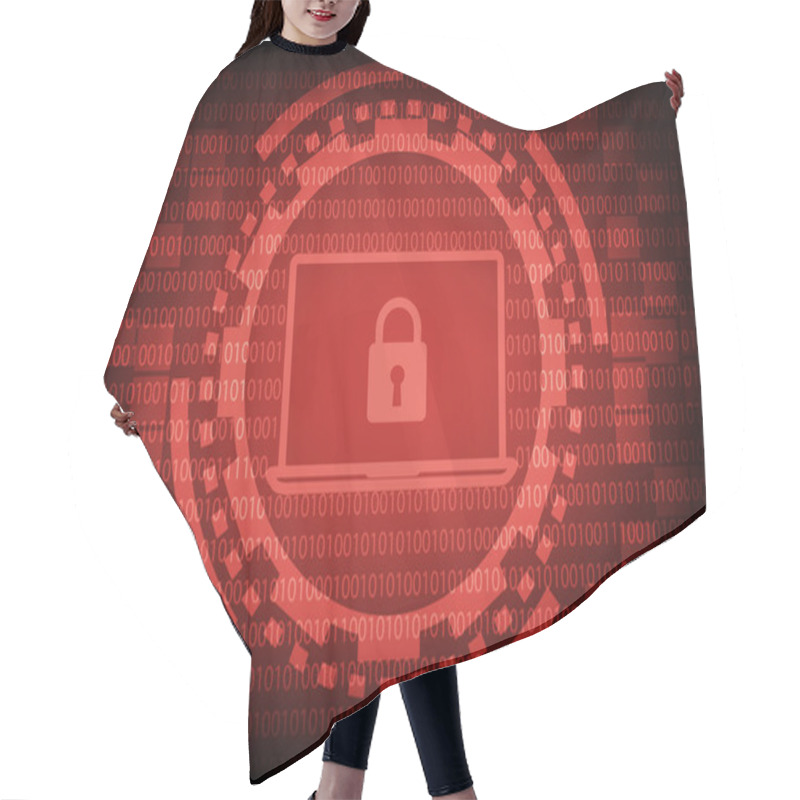 Personality  Comuter Laptop With Key In Red Of Ring And Gears On Binary Code  Hair Cutting Cape