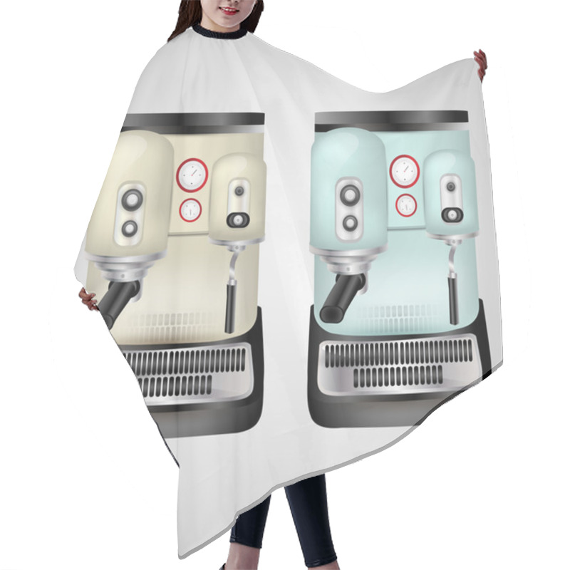 Personality  Vector Design Of Cappuccino Machine Hair Cutting Cape