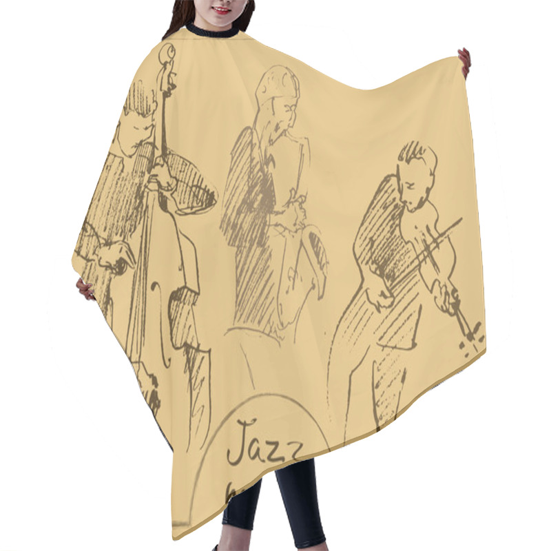 Personality  Sets Of The Sketched Musicians. Hand-drawn Illustration Hair Cutting Cape