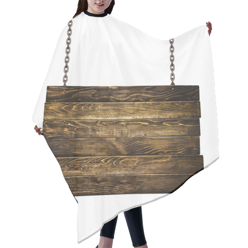 Personality  Wooden Signpost Hanging On Chains Hair Cutting Cape