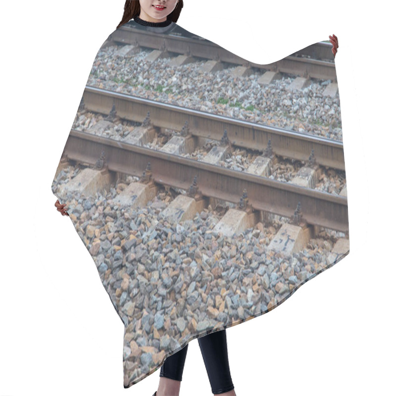 Personality  Train Railways With Little Stones Hair Cutting Cape