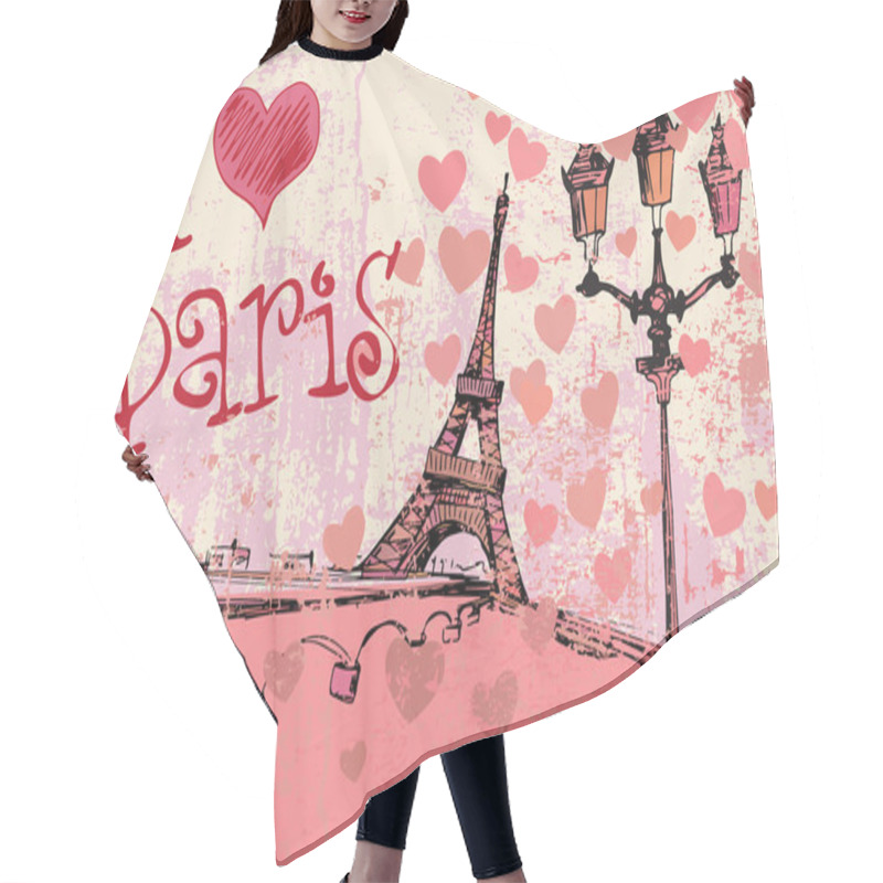 Personality  Paris Grunge Background With Eiffel Tower Hair Cutting Cape