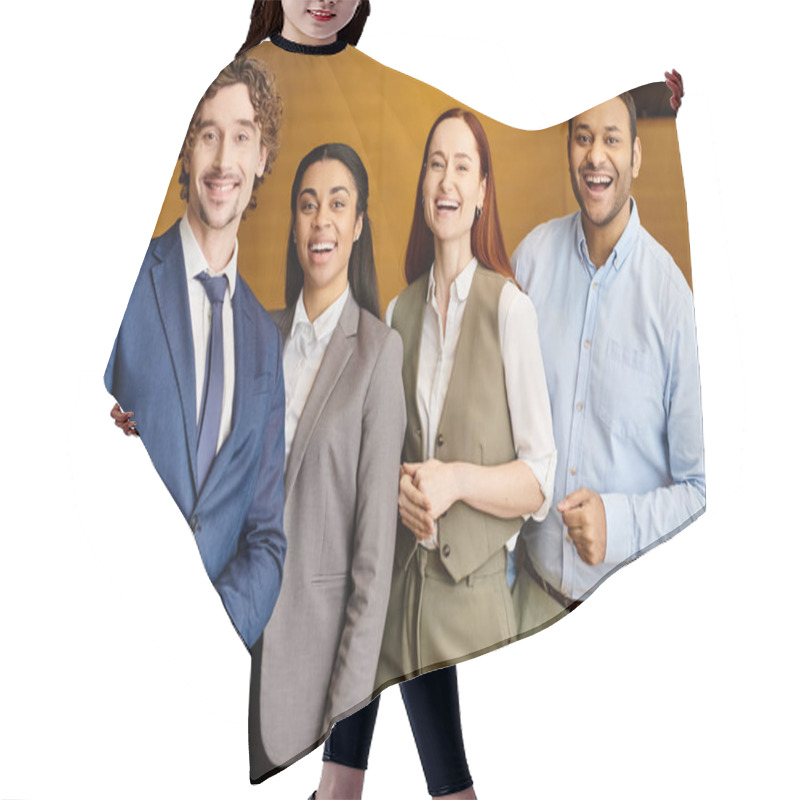 Personality  An Interracial Group Of Business People Standing Together. Hair Cutting Cape