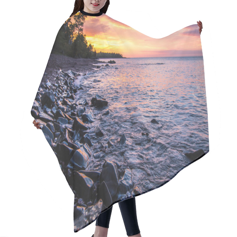 Personality  Copper Harbor Michigan Sunset Over Lake Superior Hair Cutting Cape