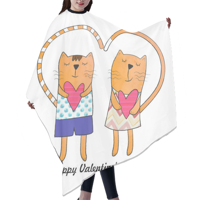 Personality  Valentine's Day Card: Cats In Love Hair Cutting Cape