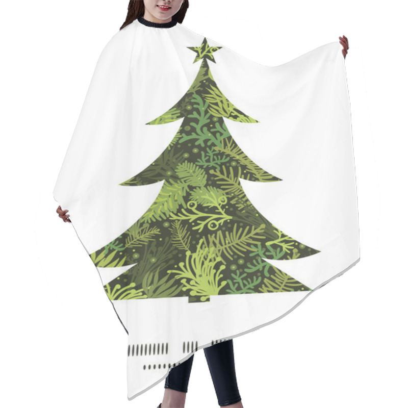 Personality  Vector Evergreen Christmas Tree Christmas Tree Silhouette Pattern Frame Card Template Hair Cutting Cape