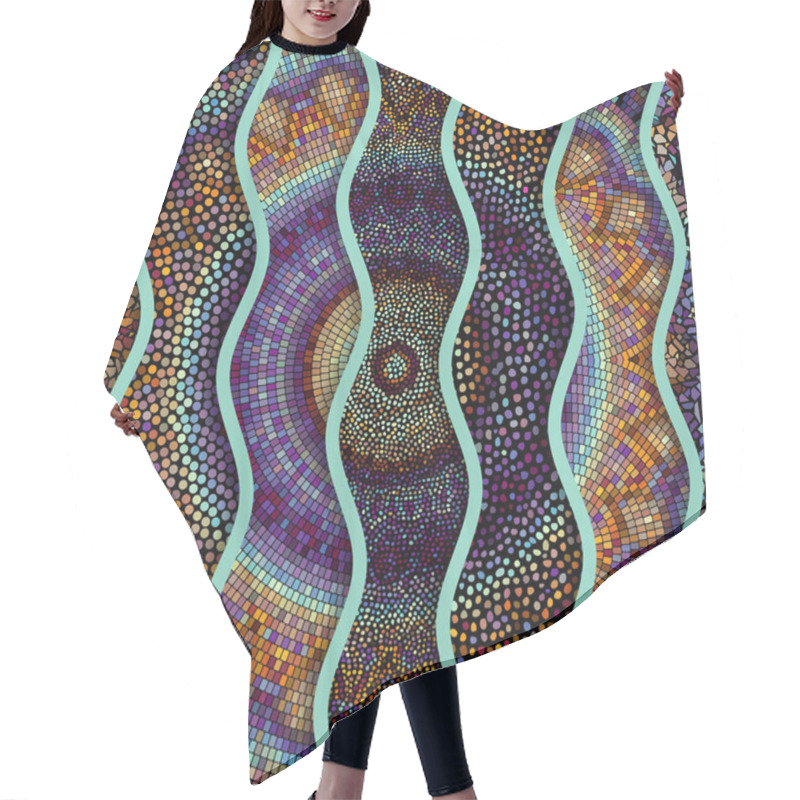 Personality  Relief Waves Of Ornamental Mosaic Tile Patterns Hair Cutting Cape