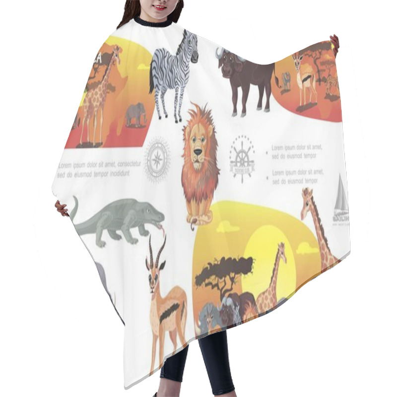 Personality  Cartoon African Savannah Animals Composition Hair Cutting Cape