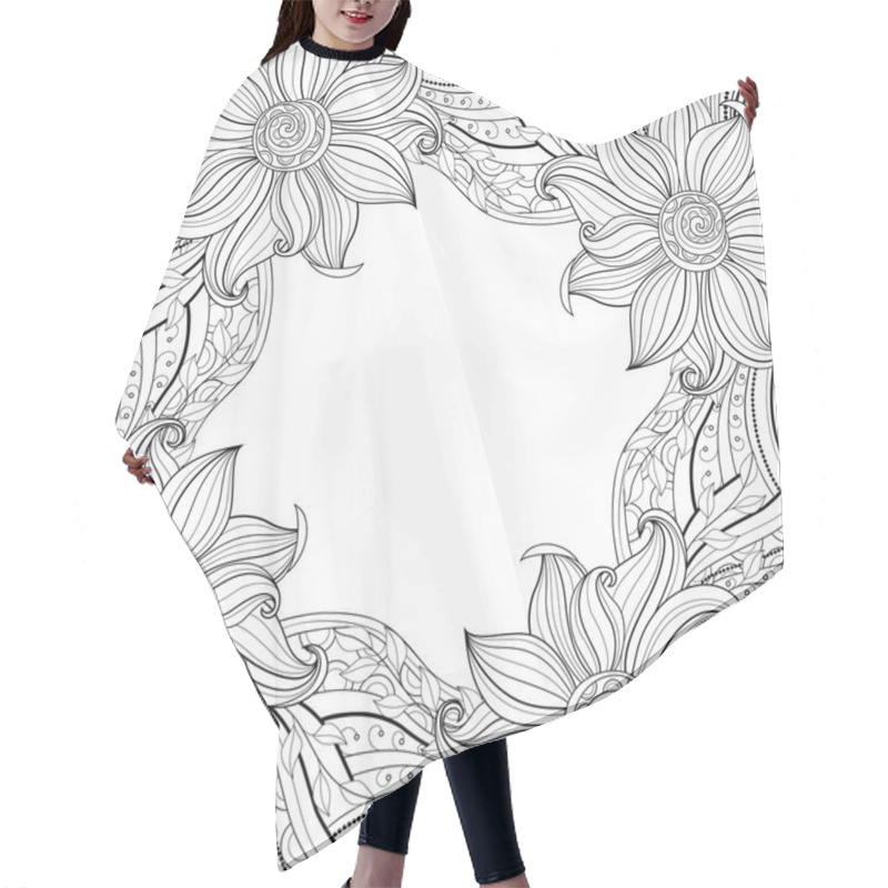 Personality  Seamless Abstract Monochrome Floral Pattern Hair Cutting Cape