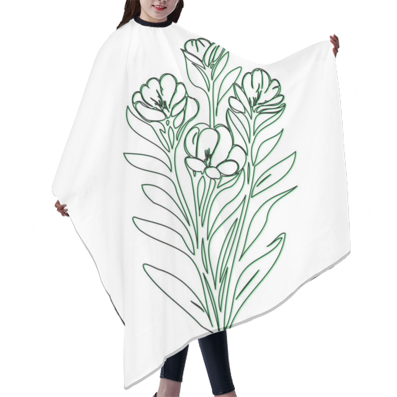 Personality  Simple Line Drawing Of A Bouquet Of Flowers Hair Cutting Cape