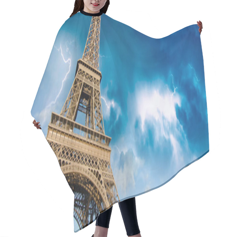 Personality  Storm And Lightnings Over Eiffel Tower, Paris Hair Cutting Cape