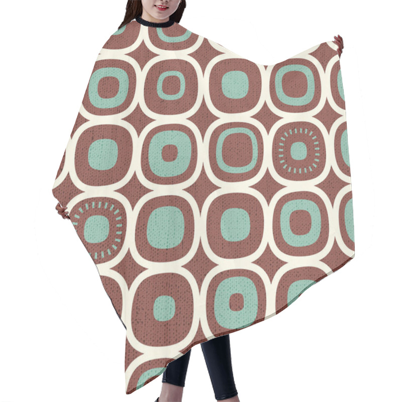 Personality  Abstract Seamless Pattern Of Rounded Squares With Random Details. Retro Style. Hair Cutting Cape