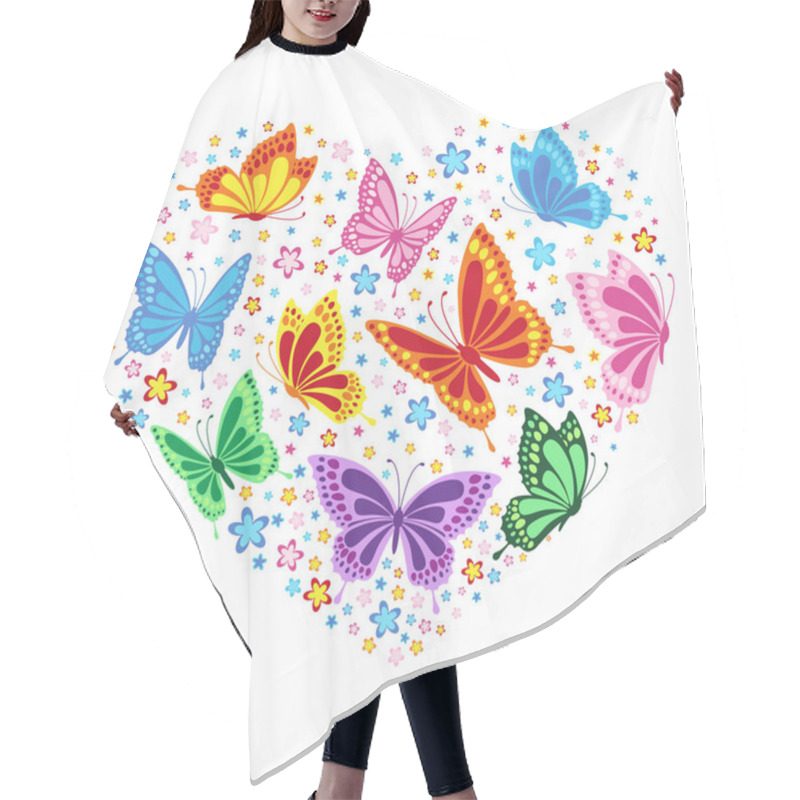 Personality  Heart Of Butterflies And Flowers Hair Cutting Cape