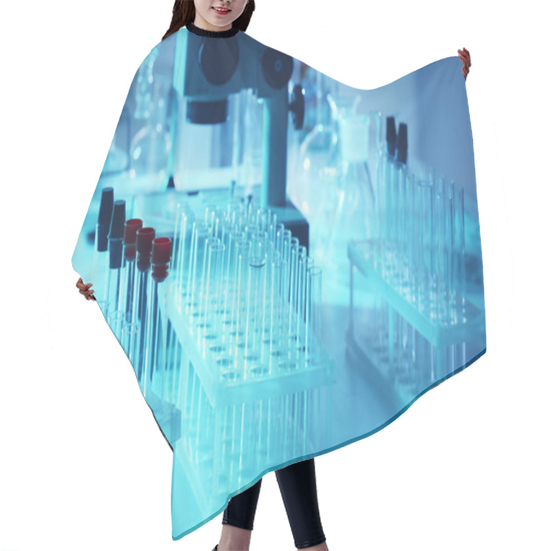 Personality  Microscope And Different Test Tubes Hair Cutting Cape