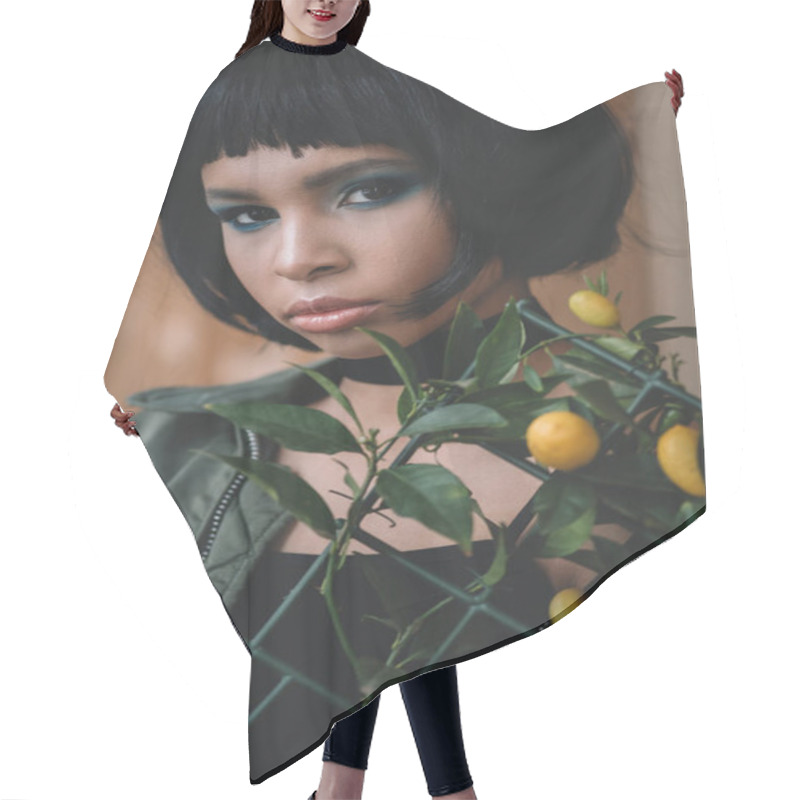 Personality  Woman With Lemon Tree Hair Cutting Cape