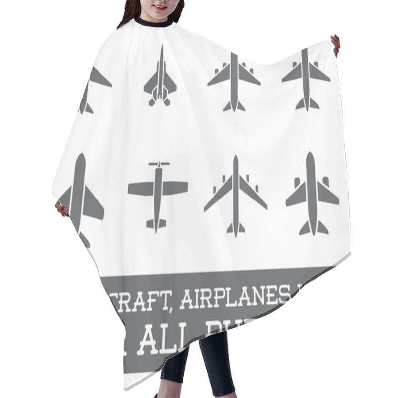 Personality  Aircraft Or Airplane Icons Set Hair Cutting Cape