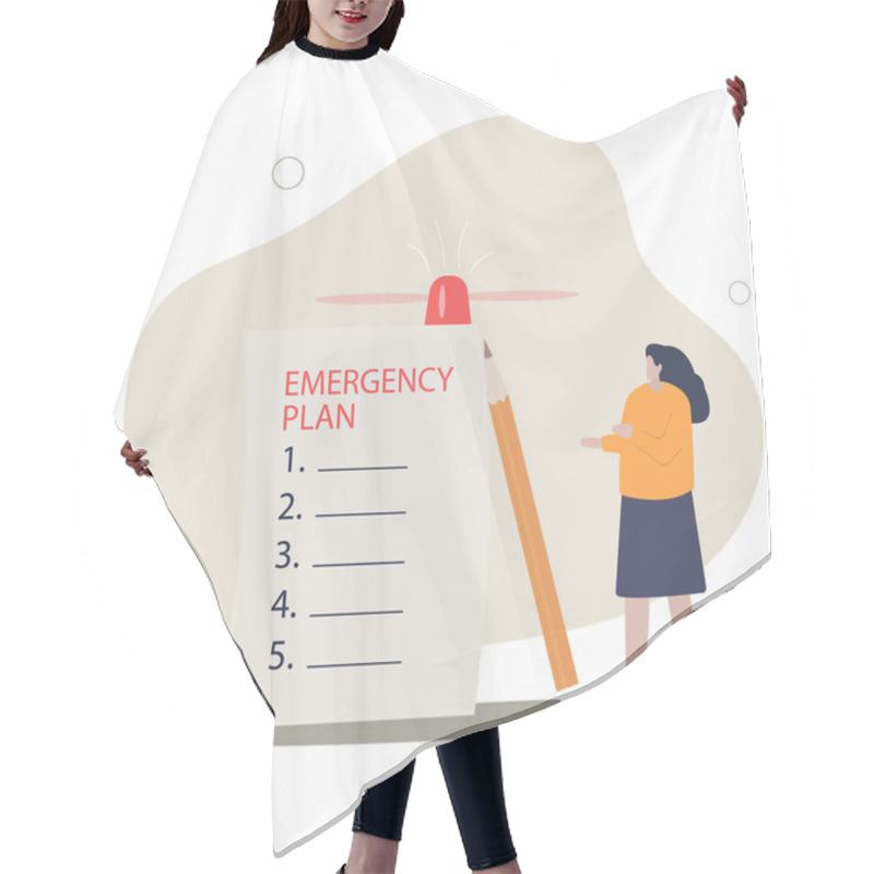 Personality  Business Emergency Plan, Checklist To Do When Disaster Happen To Continue Business And Build Resilience Concept.flat Vector Illustration. Hair Cutting Cape