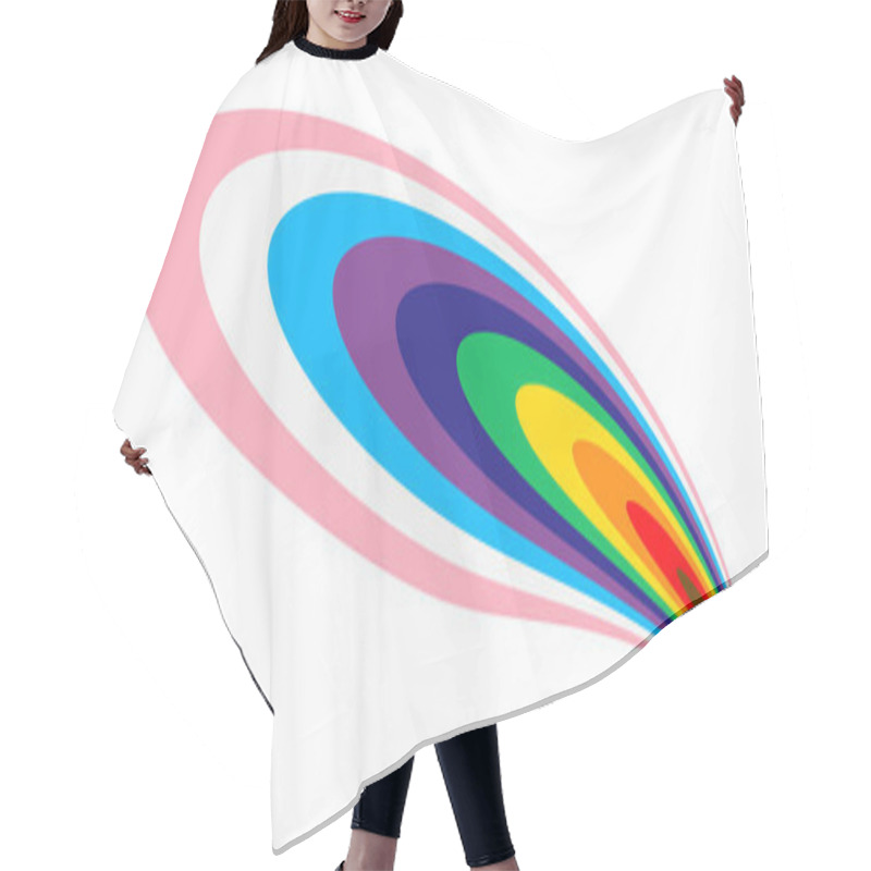 Personality  Pride Wavy Lines Shape. Modern Wave Icon With LGBTQ Pride Flag Colours. Colored Striped Shape For Design. Vector Illustration Isolated On White Background. Hair Cutting Cape