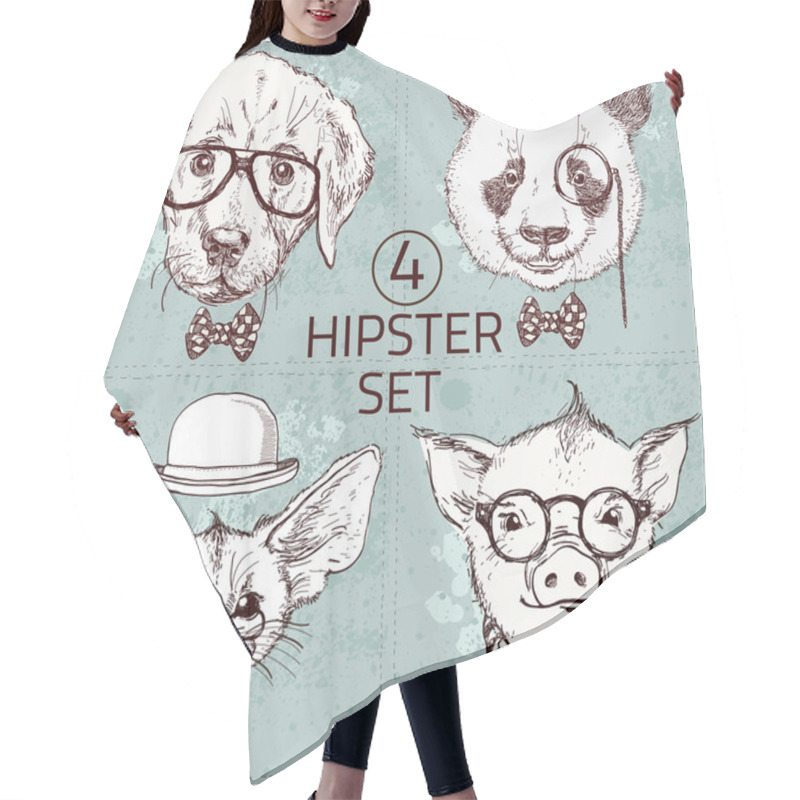 Personality  Hipster Animal Set With Glasses Hair Cutting Cape