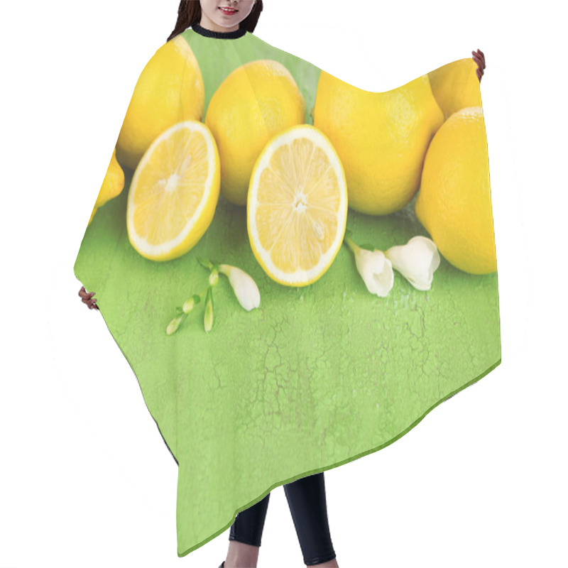 Personality  Fresh Lemons And Lavender On Green Table Hair Cutting Cape