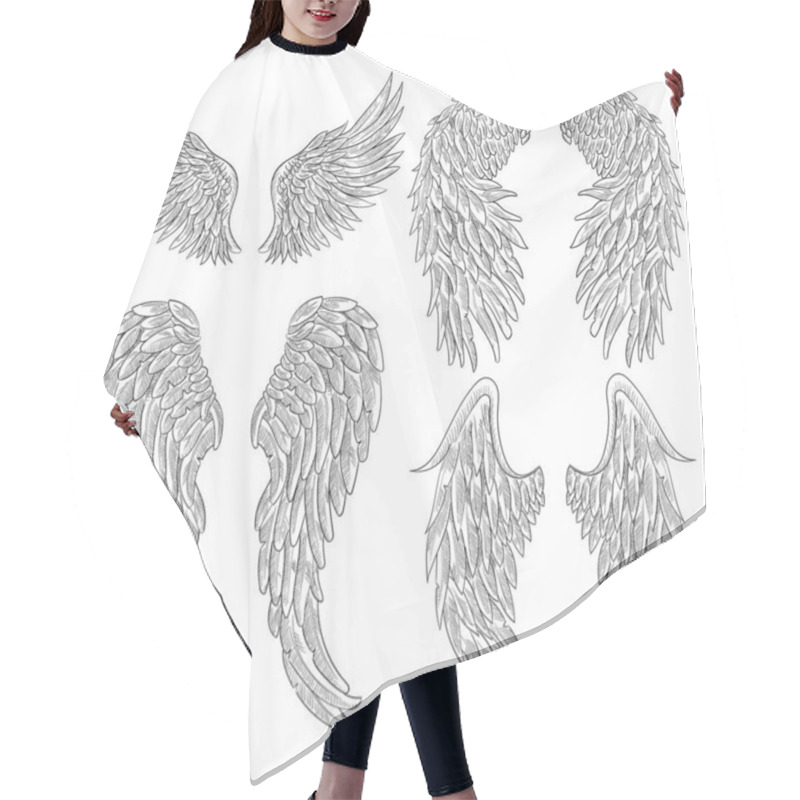 Personality  Heraldic Wings Set For Tattoo Or Mascot Design. Hair Cutting Cape