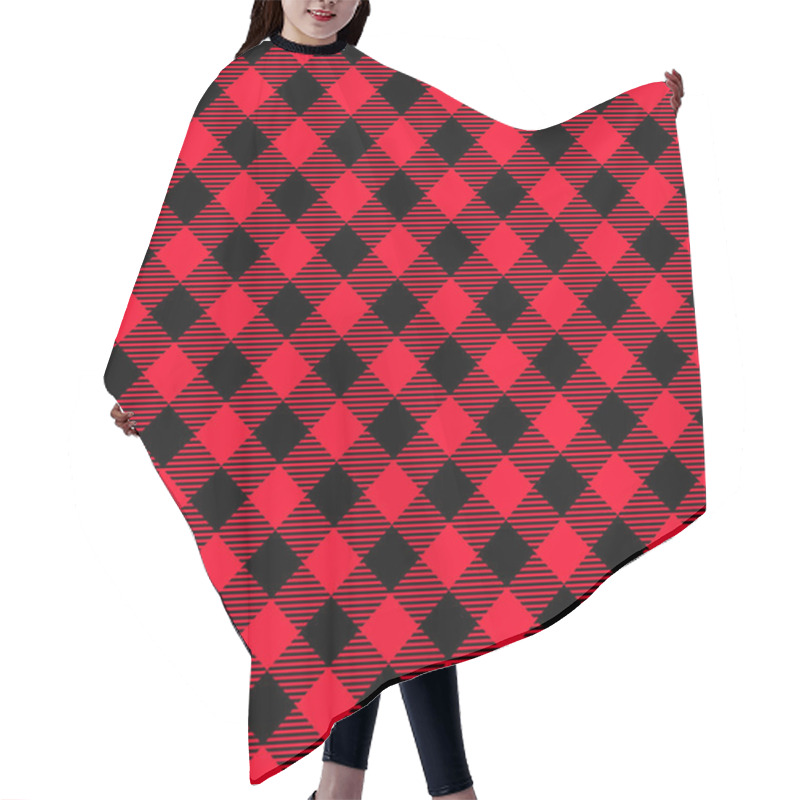 Personality  Classic Lumberjack Plaid Pattern In Red And Black. Hair Cutting Cape