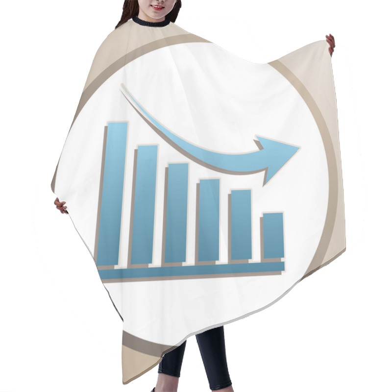 Personality  Declining Graph Sign. Bright Cerulean Icon In White Speech Ballo Hair Cutting Cape