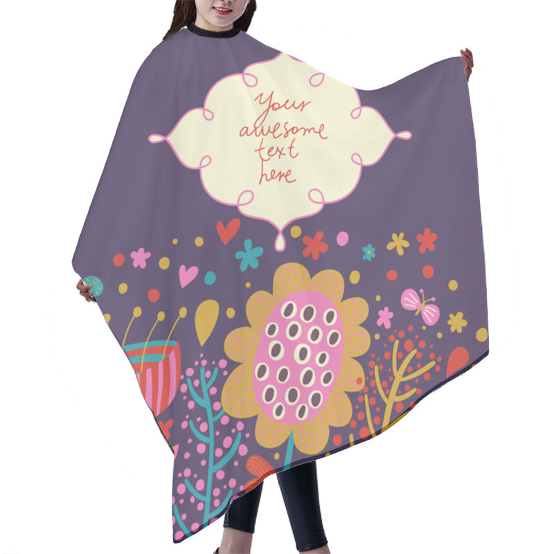 Personality  Bright Floral Background In Vector. Hair Cutting Cape