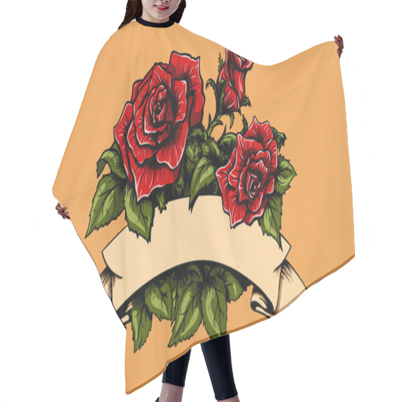 Personality  Tattoo Roses And Banner Hair Cutting Cape