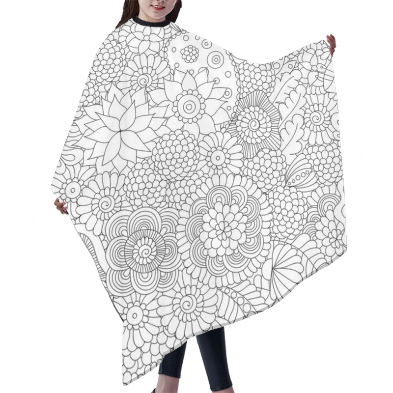 Personality  Doodle Pattern Black And White Hair Cutting Cape