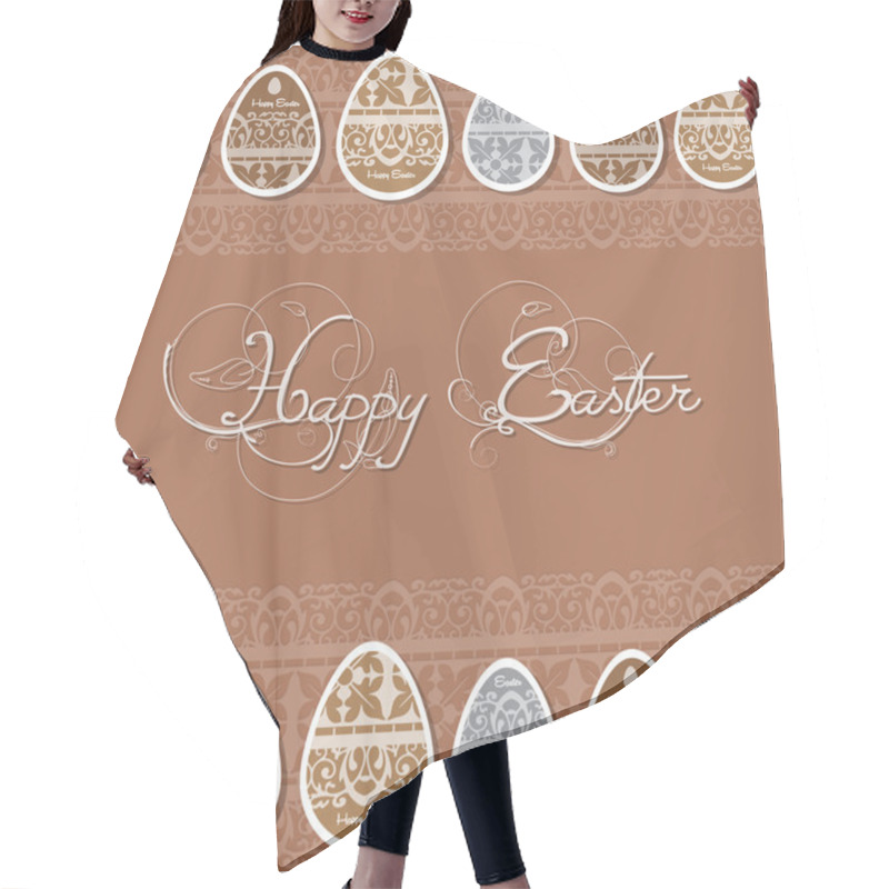 Personality  Happy Easter Card Vector Illustration Hair Cutting Cape