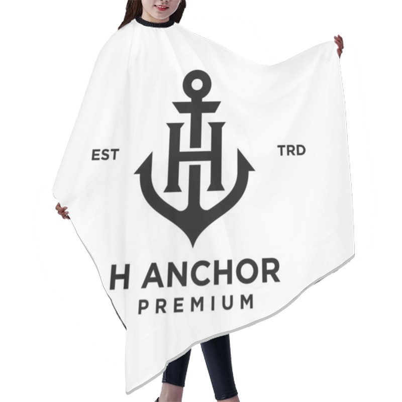 Personality  H Anchor Letter Initial Design Icon Logo Hair Cutting Cape