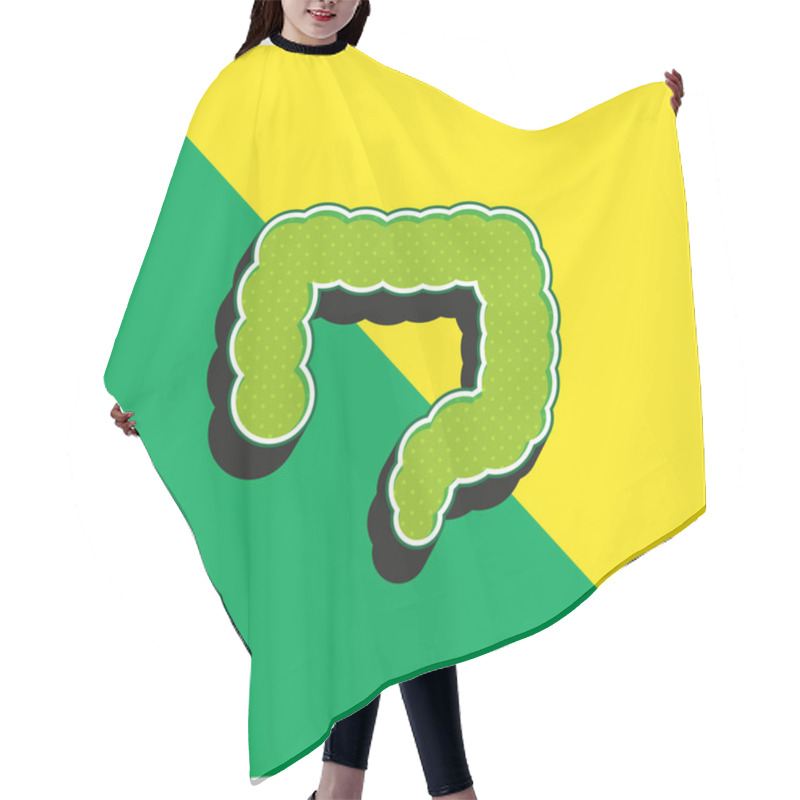 Personality  Big Intestines Green And Yellow Modern 3d Vector Icon Logo Hair Cutting Cape