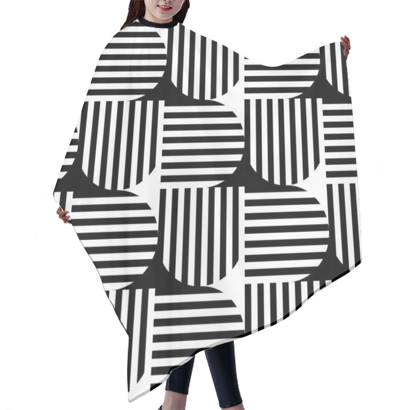 Personality  Black And White Geometric Stripe Seamless Pattern Abstract Backg Hair Cutting Cape