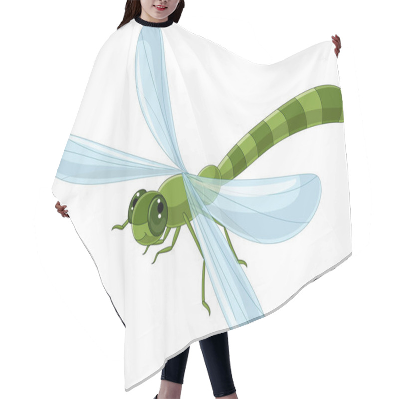 Personality  Vector Illustration Of Cartoon Funny Dragonfly On White Background Hair Cutting Cape