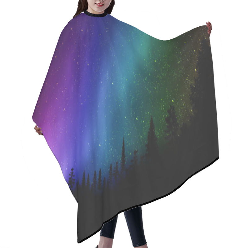 Personality  Aurora Borealis Night Above Mountain, Starry Night Hair Cutting Cape