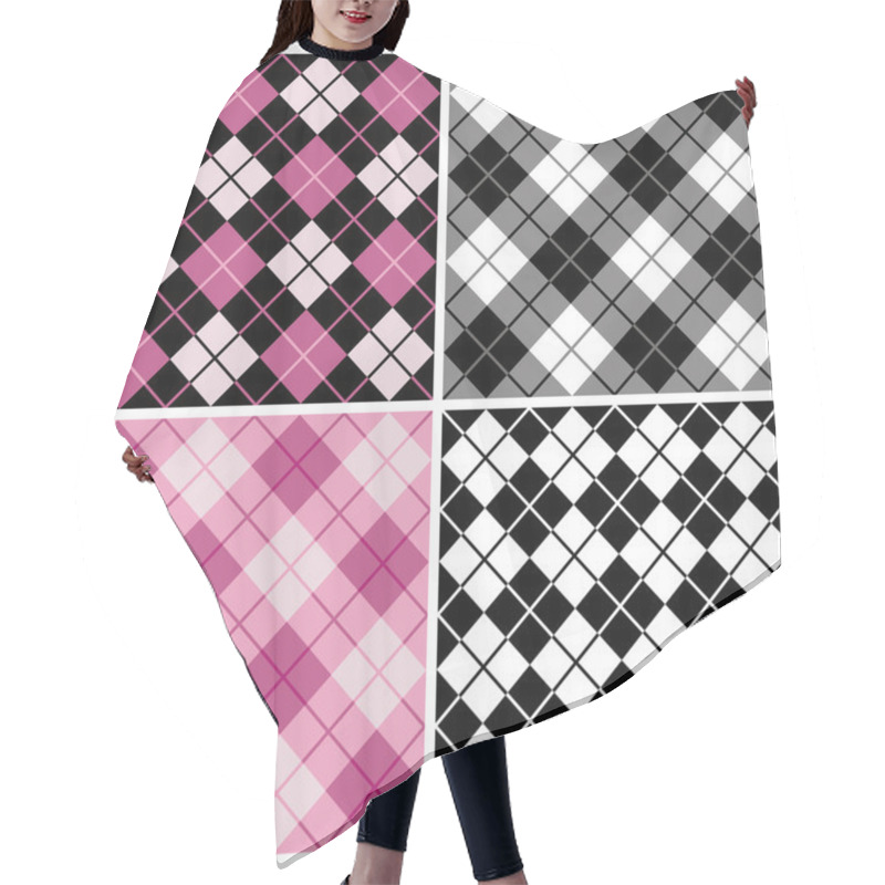 Personality  Argyle-Plaid Pattern In Magenta, Black And White Hair Cutting Cape