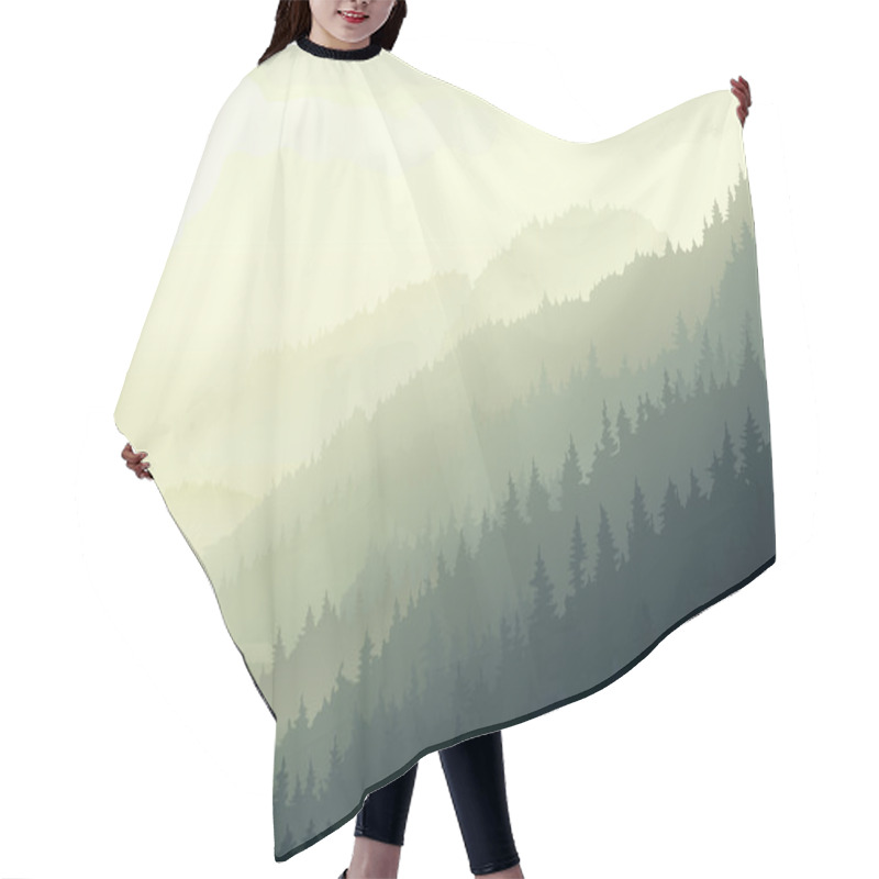 Personality  Wild Coniferous Wood In A Morning Fog. Hair Cutting Cape