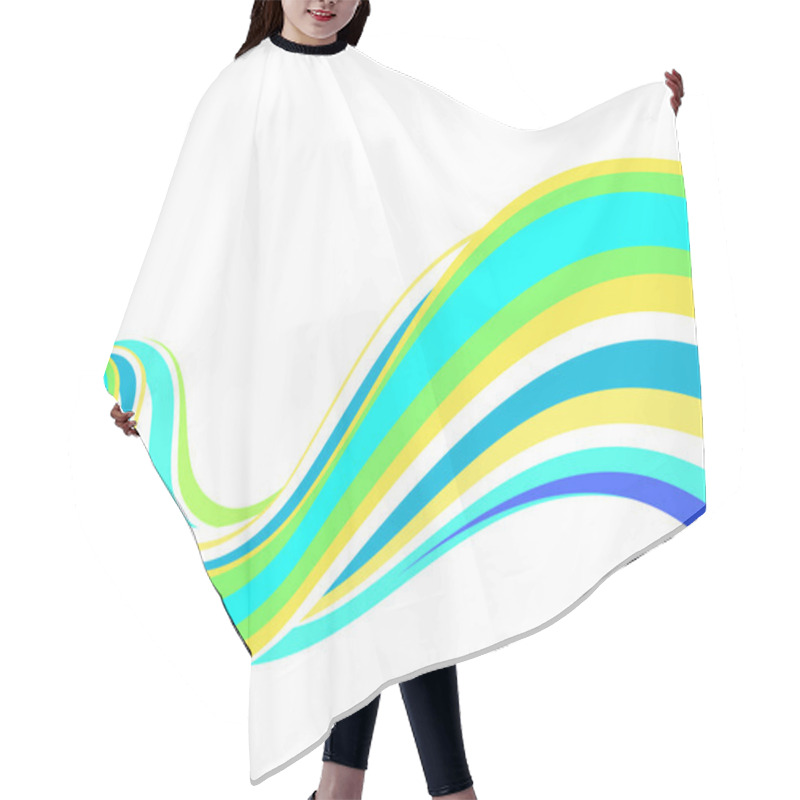 Personality  Dark Blue, Green And Yellow Lines.Vector Hair Cutting Cape