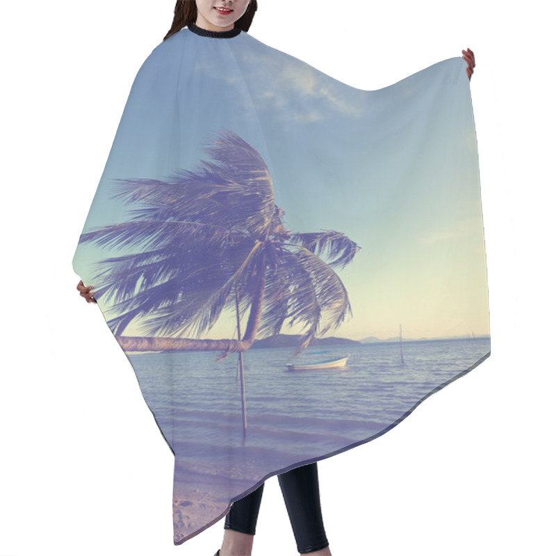 Personality  Palm Tree And Seascape Hair Cutting Cape